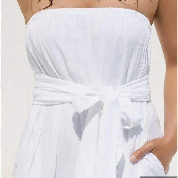 Seafolly NWOT Dunes Strapless White Jumpsuit Anthropologie SZ S Return - Picture 3 of 7